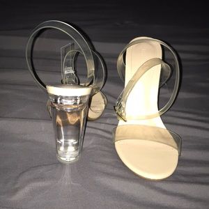 Nude Glass Slipper Heels